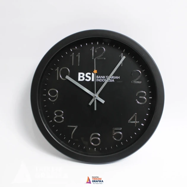 Jam Dinding Premium Bank BSI Sablon Timbul