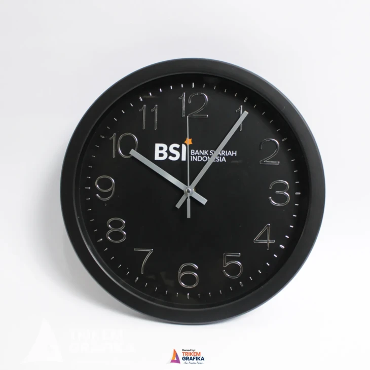 Jam Dinding Premium Bank BSI Sablon Timbul