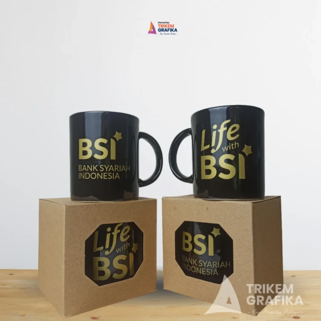 Mug Sablon Bank BSI Hitam